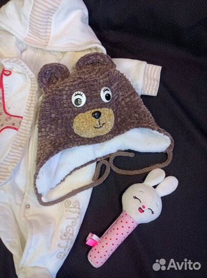 Шапка для мальчика вязаная с флисовым подкладом