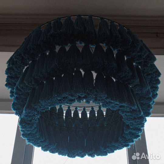 Абажур макраме из кисточек, светильник подвесной