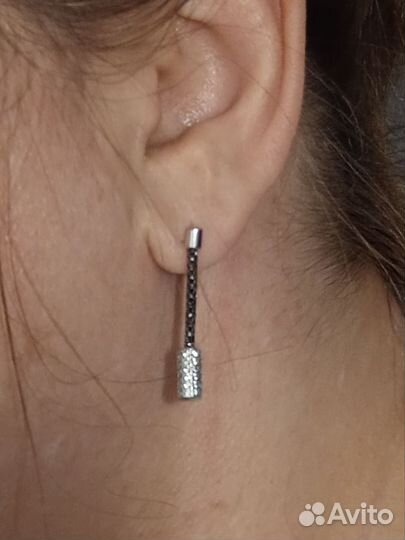 Серьги серебро чёрный родий