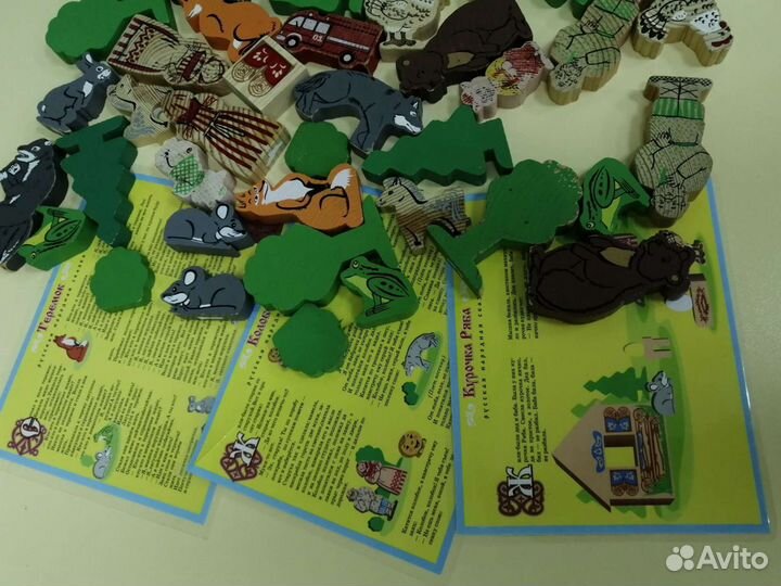 Деревянные фигуры с героями для 3 сказок