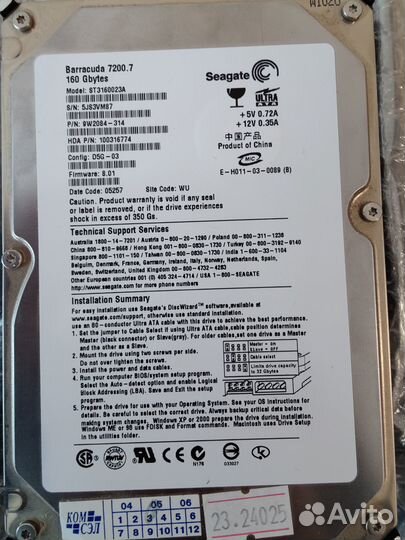 Жесткий диск 3.5 Seagate Ide 160Gb