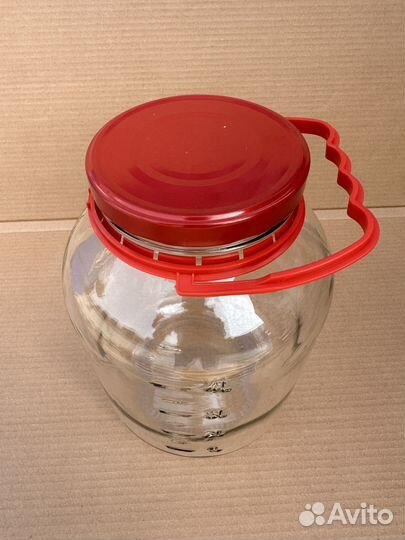 Банка стеклянная 5 л.(Мерная) +крышка и ручка