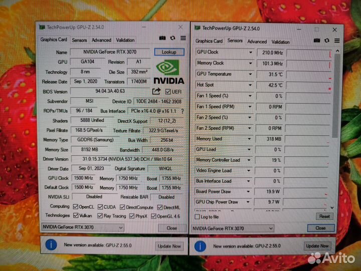 Видеокарта MSI RTX 3070 Ventus x3 8Gb (Обмен)