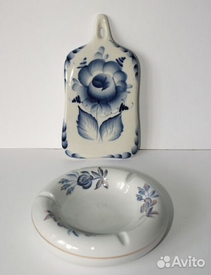 Гжель: пепельница и декоративная доска