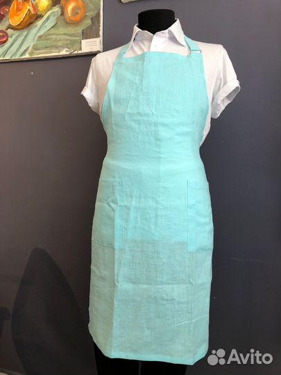 Фартук с нагрудником лямка через шею лён 