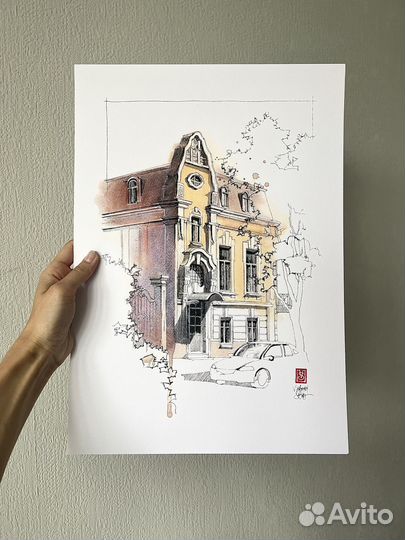 Авторский постер А3 Дом в стиле модерн