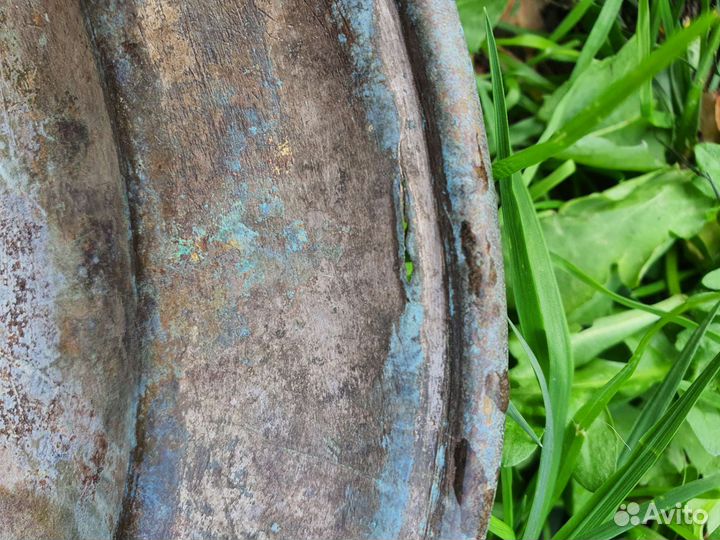 Блюдо тарелка овальное медное бронзовое старинное