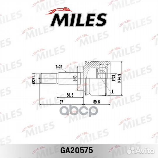 Шрус mitsubishi colt VI 1.1-1.5 02-12 нар. ga20