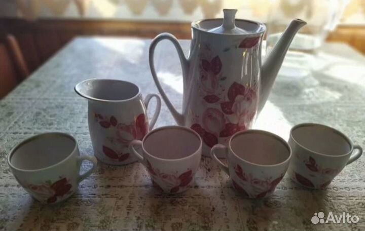Сервиз Вербилки, чайница самовар, тарелки зик