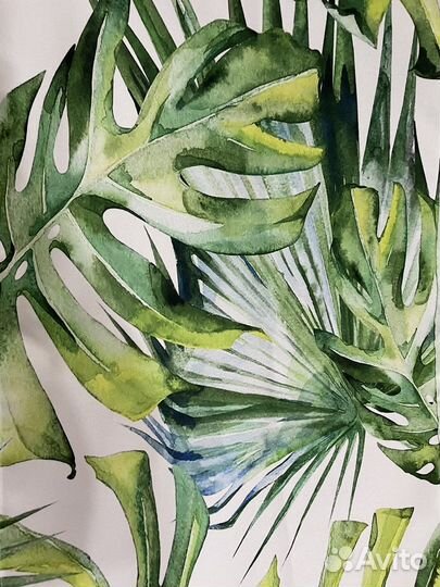 Новый комплект штор для кухни Тропики