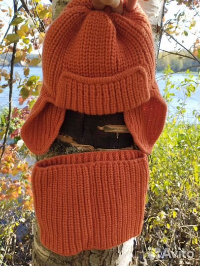 Комплект шапка-ушанка, снуд