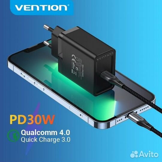 Зарядное устройство Vention 30W (PD,QC4.0,FCP,AFC)