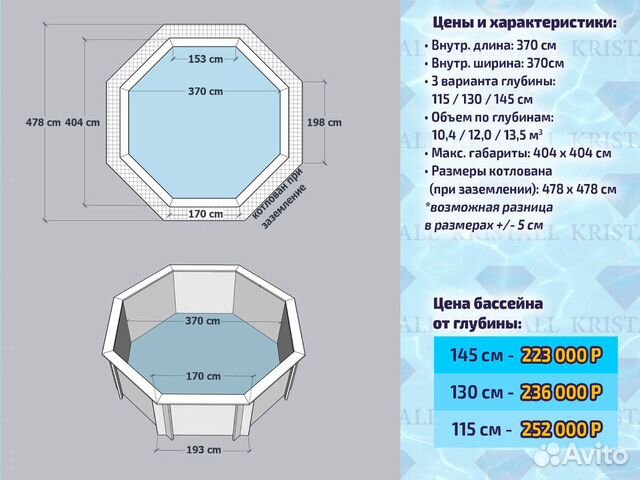 Морозоустойчивый бассейн 3,7 х 3,7