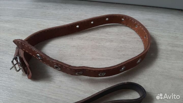 Ошейник удавка поводок железный кожаный
