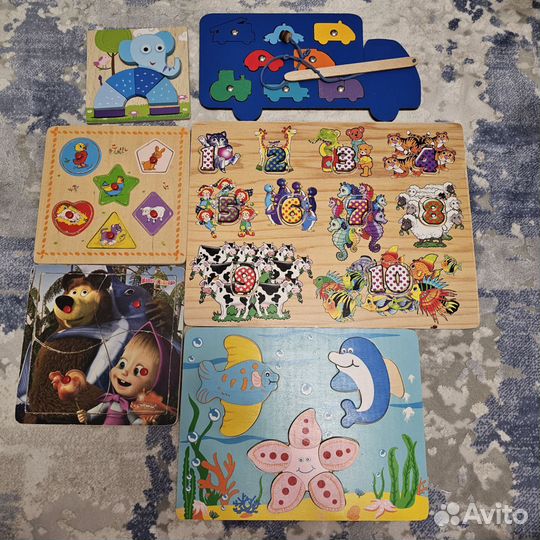 Пазлы сортеры развивающие деревянные