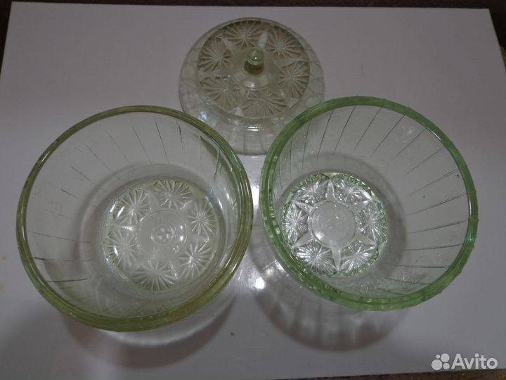 Стеклянная посуда 1956 г. сахарница, стакан СССР