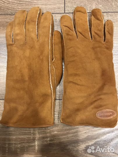 Варежки из дубленки с мехом