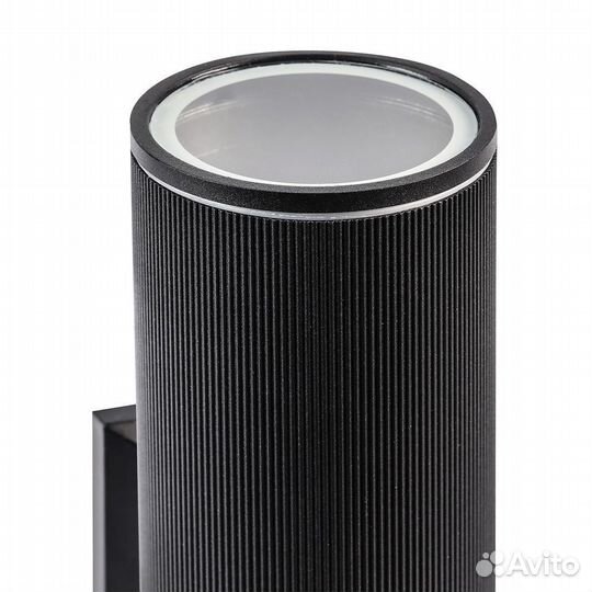 Уличный настенный светильник E27*2, IP65, круглый, черный