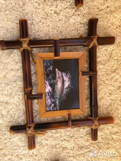 Фоторамки бамбук натуральный комплект из 3 шт