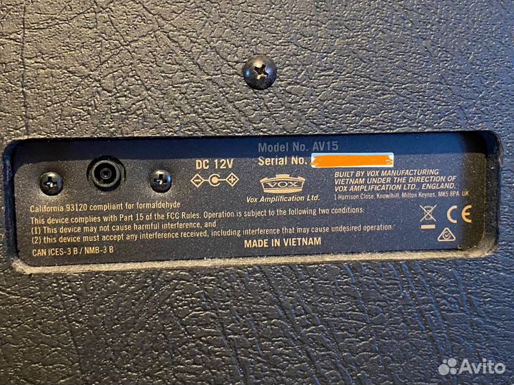 Комбоусилитель vox AV15