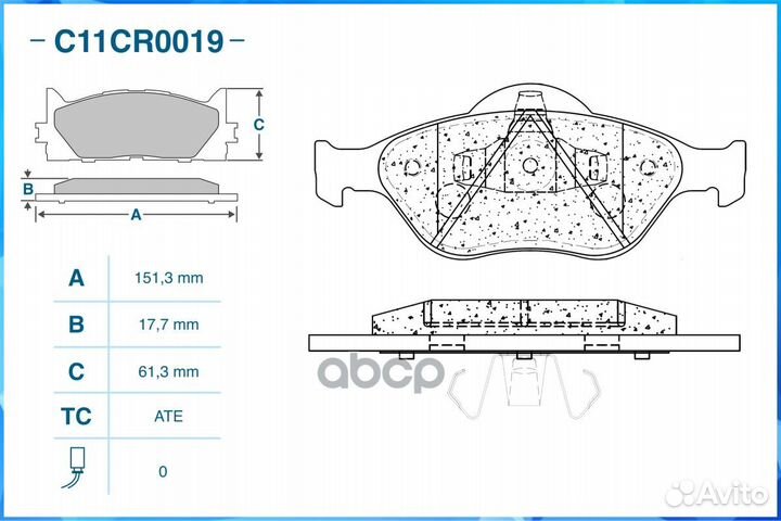 Тормозные колодки передние C11CR0019 C11CR0019