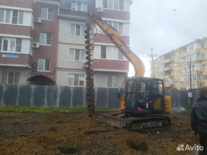 Услуги мини экскаватора с гидробуром+гидромолот