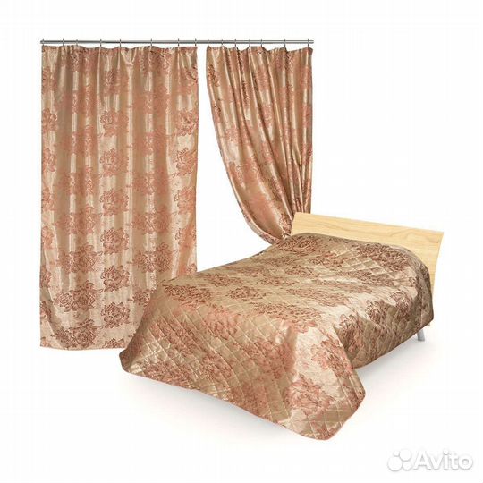 Комплект:покрывало 2сп + шторы новый