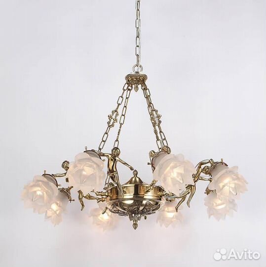 Люстра подвесная металл и стекло Испания