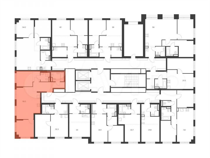 2-к. квартира, 58,3 м², 13/15 эт.