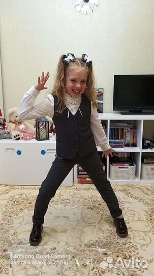 Костюм для школы, жилет и брюки, размер 134/64