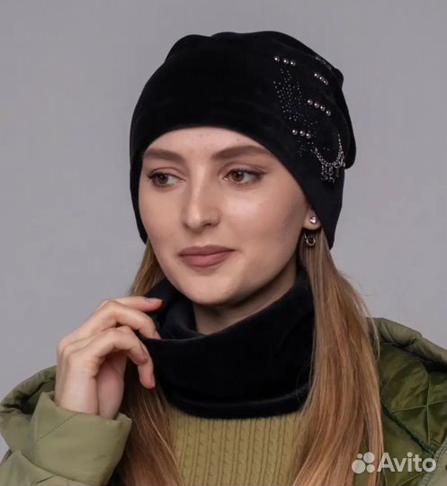 Комплект шапка+снуд в трех расцветках