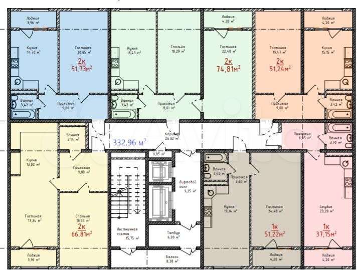 Своб. планировка, 52 м², 1/16 эт.