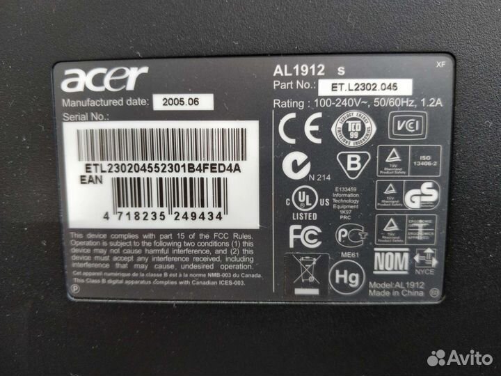 Монитор acer 19