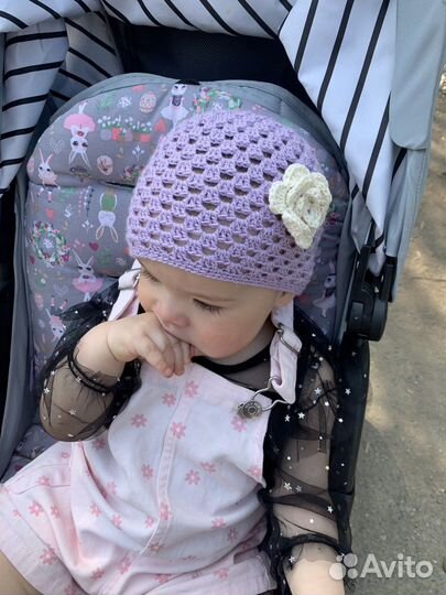 Вязаная летняя шапочка на 1-2 года