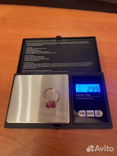 Кольцо золотое с корундом 583 проба