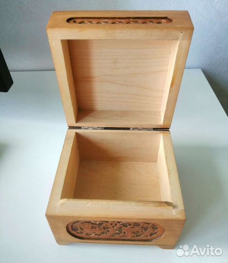 Шкатулка деревянная СССР резная, жар птица