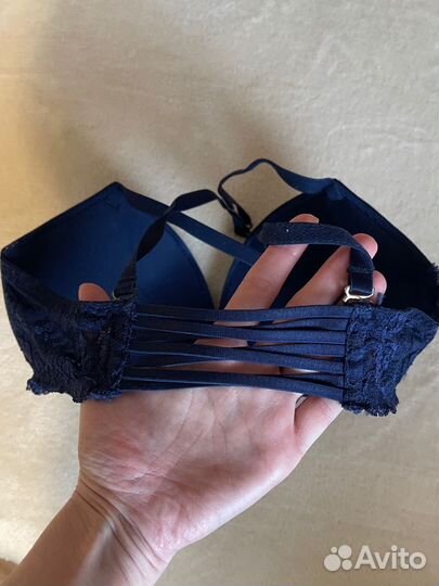 Бюстгальтер супер пуш ап +2 размера синий 70 c