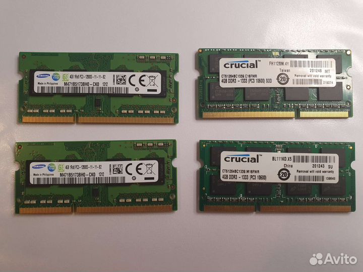 Ddr3 4gb Samsung, Crucial для ноутбука