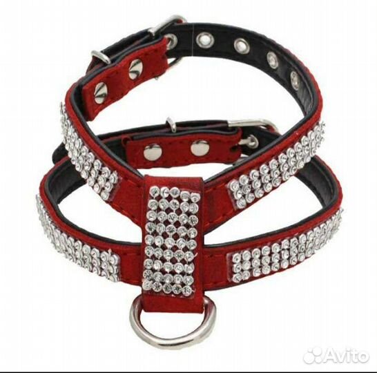 Шлейка для собак со стразами