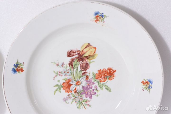 Обеденные тарелки с цветочным декором зик 1950г