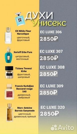 Духи женские мужские унисекс