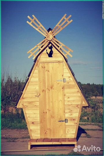 Дачный туалет деревянный прямоугольник QFC