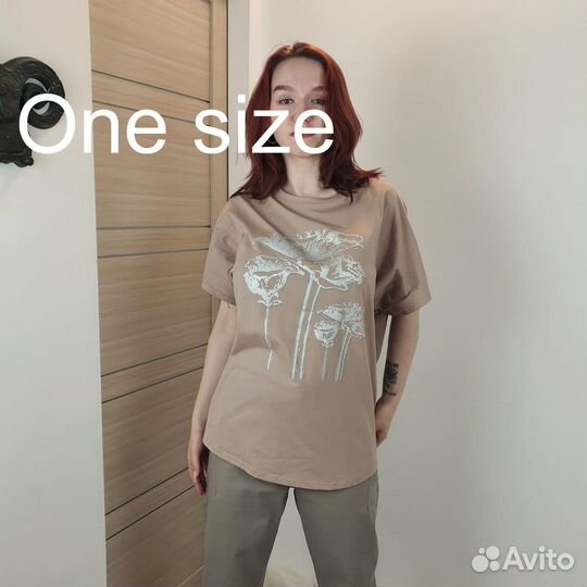 Свободная футболка Цветы LiJie One size