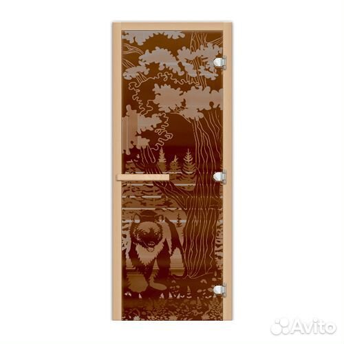 Дверь Для Сауны 1.9х0.7 Мишка в лесу