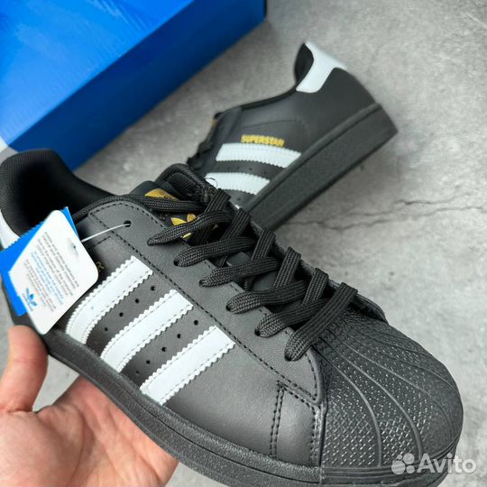 Кроссовки Adidas Superstar Black White (36-45)