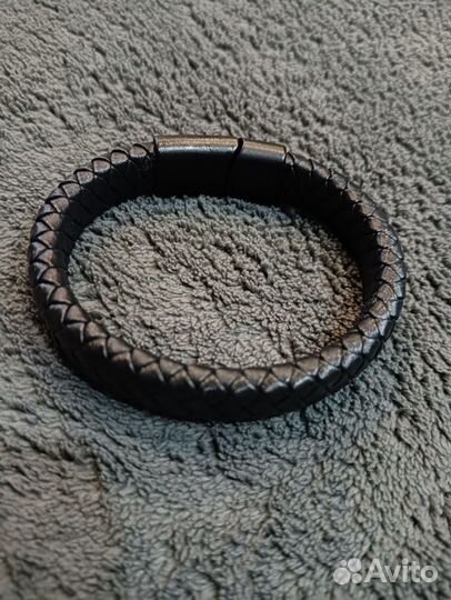 Мужской плетёный браслет из натуральной кожи