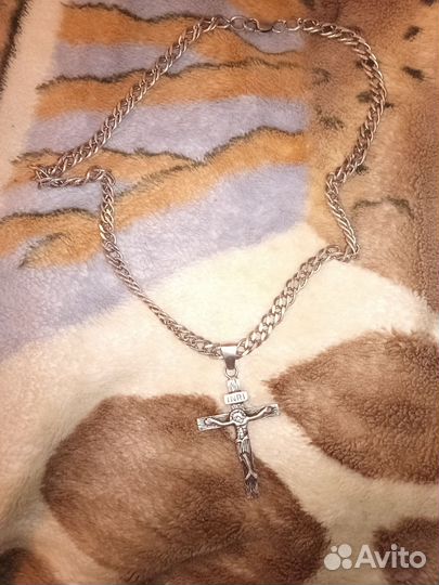 Крест и цепь серебро