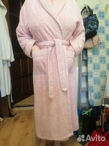 Халат махровый розовый