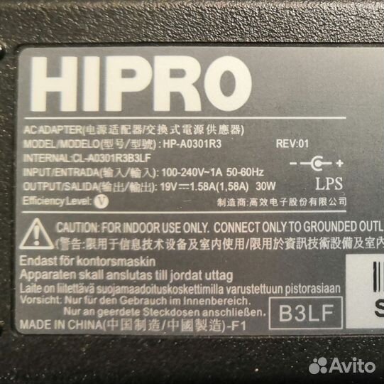 Блок питания для нетбука 19V 1.58A