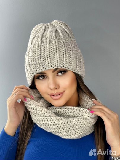 Зимняя женская шапка + снуд